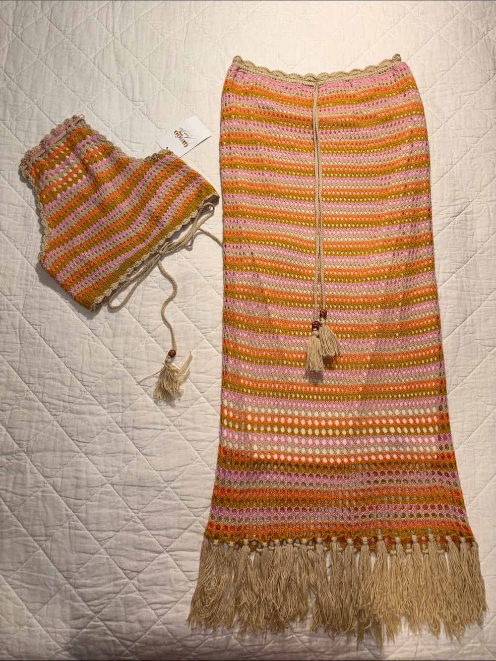 Crochet Striped Skirt and Top Set